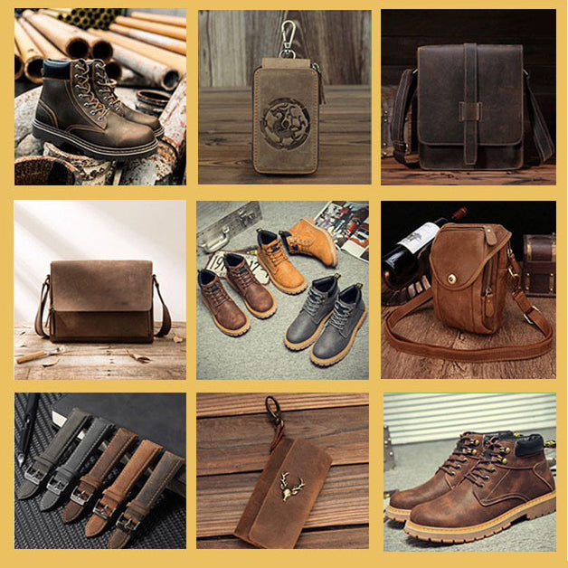 Custom color black brown tan full grain genuine cowhide crazy horse leather