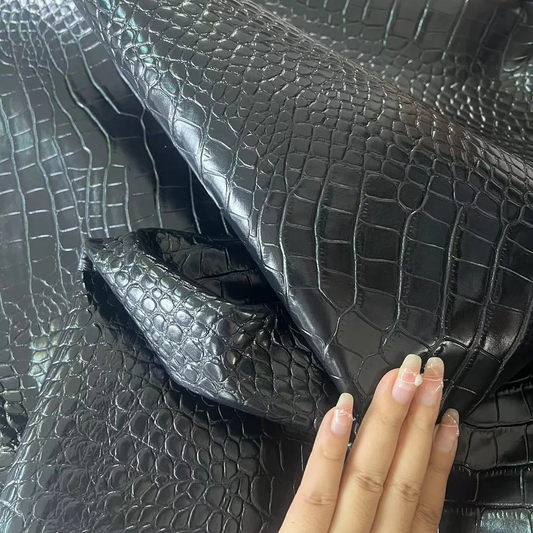 crocodile print on real cow leather
