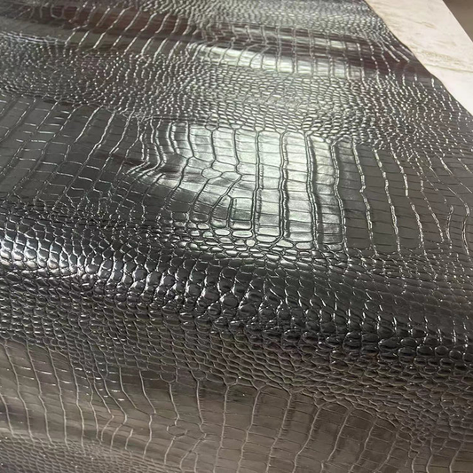 crocodile print on real cow leather